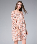 Flowers Printed silk crepe mini  dress